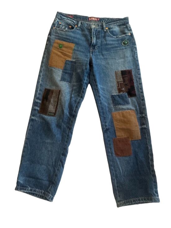 Lucky Legend Denim - Lucky Legend Mid Rise Boyfriend High Bluff Patchwork Blue Denim Jeans Size 8/29